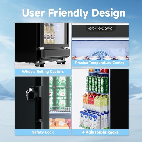 6 Cu.Ft Commercial Refrigerators, Display Fridge with Double-Tempered Glass Door, Beverage Cooler for Bar, Office, Restaurant, Outdoor Beverage Refrigerator with Locking, Key & LED in Saudi Arabia