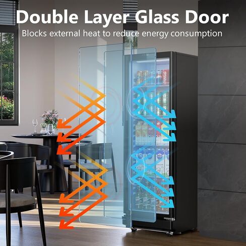 6 Cu.Ft Commercial Refrigerators, Display Fridge with Double-Tempered Glass Door, Beverage Cooler for Bar, Office, Restaurant, Outdoor Beverage Refrigerator with Locking, Key & LED in Saudi Arabia