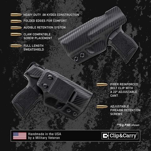 حافظة Clip & Carry IWB Kydex لقاذفة الفلفل غير القاتلة BYRNA LE/XL - داخل حزام الخصر - الاحتفاظ بالنقر المسموع - صناعة أمريكية مخضرمة in Kuwait