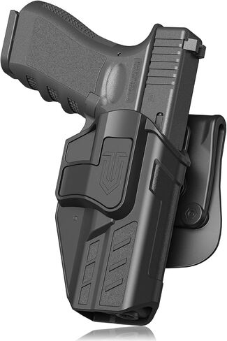 Fit with Glock 17 19 19x 31 32 44 45(Gen1-5) Holster and 22 23 (Gen1-4),Level II Retention Outside Waistband for G17 G19 G22 G31 G32,OWB Holster with Paddle Right Hand Retention/60 Adjustable in Saudi Arabia