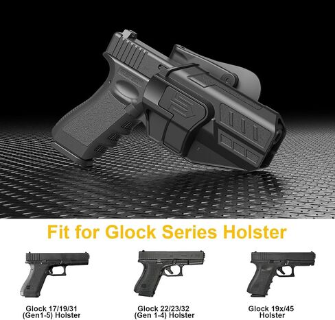 Fit with Glock 17 19 19x 31 32 44 45(Gen1-5) Holster and 22 23 (Gen1-4),Level II Retention Outside Waistband for G17 G19 G22 G31 G32,OWB Holster with Paddle Right Hand Retention/60 Adjustable in Saudi Arabia