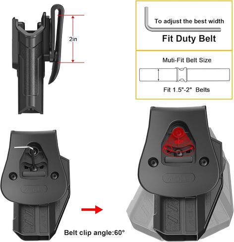 Fit with Glock 17 19 19x 31 32 44 45(Gen1-5) Holster and 22 23 (Gen1-4),Level II Retention Outside Waistband for G17 G19 G22 G31 G32,OWB Holster with Paddle Right Hand Retention/60 Adjustable in Saudi Arabia