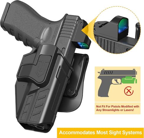 Fit with Glock 17 19 19x 31 32 44 45(Gen1-5) Holster and 22 23 (Gen1-4),Level II Retention Outside Waistband for G17 G19 G22 G31 G32,OWB Holster with Paddle Right Hand Retention/60 Adjustable in Saudi Arabia