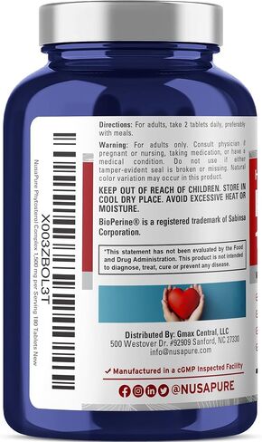 NusaPure Plant Sterols 1500 mg | 180 Tablets | Non-GMO and Gluten Free Supplement | Serving Size: 2 | Beta Sitosterol | with Bioperine in Saudi Arabia