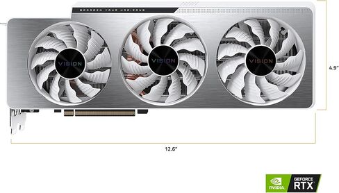 بطاقة رسومات GIGABYTE GeForce RTX 3070 Ti Vision OC 8G، نظام تبريد WINDFORCE 3X، 8 جيجابايت 256 بت GDDR6X، بطاقة فيديو GV-N307TVISION OC-8GD (متجددة) in Kuwait