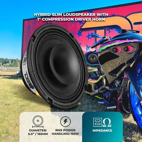 DS18 PRO-HY6MSL مكبر صوت للسيارة متوسط ​​المدى 6.5 بوصة مع محرك مدمج وشواية متضمنة 300 وات بحد أقصى 150 وات RMS 8 أوم (مكبر صوت واحد) (متجدد) in Kuwait