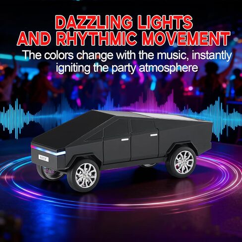 مكبر صوت بلوتوث طبق الأصل من Future Style Pickup Truck - طراز لاسلكي محمول مع شاشة عرض، صوت عالي الدقة، إقران ستيريو TWS، راديو FM، أضواء LED، ميكروفون مدمج. لأفضل صديق لك. (أسود) in Kuwait