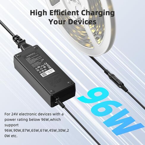 Syfrufo 24V 4A DC Power Supply، 100-240V AC إلى DC محول الطاقة مع مقبس إخراج 5.5 مم * 2.1 مم لشريط ضوء LED، كاميرا CCTV، طابعة، أسود in Saudi Arabia