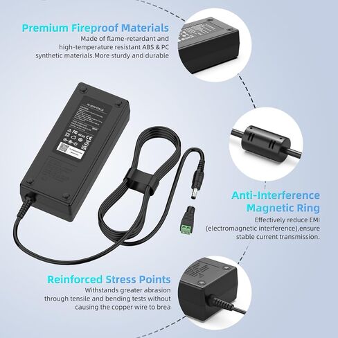 Syfrufo 24V 4A DC Power Supply، 100-240V AC إلى DC محول الطاقة مع مقبس إخراج 5.5 مم * 2.1 مم لشريط ضوء LED، كاميرا CCTV، طابعة، أسود in Saudi Arabia
