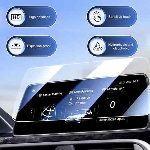 قطعة واحدة من واقي شاشة عرض الملاحة، طبقة زجاجية مقسى لشاشة اللمس لوحدة التحكم، طبقة مقسى للتحكم المركزي باللمس الحساسة، متوافقة مع 08-13 BMW X5 X6 (أسود) in Kuwait