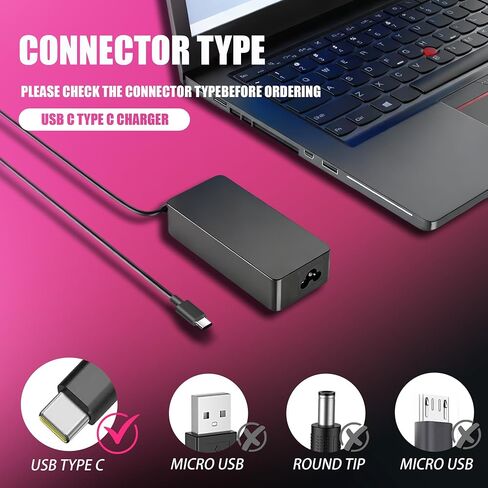 شاحن كمبيوتر محمول سريع عالمي USB-C بقدرة 100 واط متوافق مع Lenovo وThinkpad/Yoga/IdeaPad/chromebook وMSI وAsus وHP وDell Type-C محول طاقة تيار متردد PD 3.0 in Kuwait