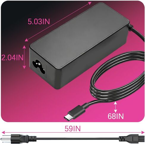 شاحن كمبيوتر محمول سريع عالمي USB-C بقدرة 100 واط متوافق مع Lenovo وThinkpad/Yoga/IdeaPad/chromebook وMSI وAsus وHP وDell Type-C محول طاقة تيار متردد PD 3.0 in Kuwait