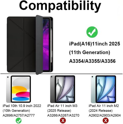 حافظة لجهاز iPad (A16) الجيل الحادي عشر 11 بوصة 2025، حافظة لجهاز iPad الجيل العاشر 10.9 بوصة 2022، مع حامل أقلام، غطاء واقٍ نحيف مع ظهر ناعم من مادة TPU، تنبيه/غفو تلقائي، أزرق داكن in Saudi Arabia