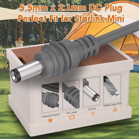 كابل طاقة Starlink Mini 3 في 1 DC من Mayspare USB C/12-24 فولت قابس ولاعة سجائر/تيار مستمر إلى مقبس برميل 18AWG، كابل بديل لكابل Starlink Mini Power 10FT/ 3M مقاوم للماء لتمديد الشحن in Saudi Arabia