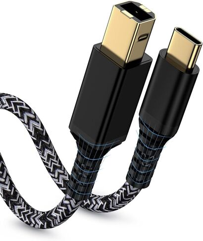 كابل طابعة USB C بطول 6 أقدام، سلك طابعة USB من النوع B 2.0 إلى نوع C لجهاز Macbook Pro/Air iPad، كابل MIDI إلى USBC لجهاز HP Epson Canon Brother Digital Piano Keyboard DJ Controller in Kuwait