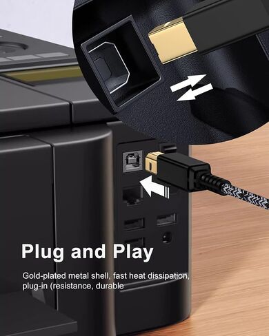 كابل طابعة USB C بطول 6 أقدام، سلك طابعة USB من النوع B 2.0 إلى نوع C لجهاز Macbook Pro/Air iPad، كابل MIDI إلى USBC لجهاز HP Epson Canon Brother Digital Piano Keyboard DJ Controller in Kuwait