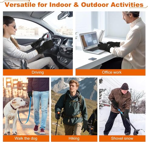 Heated Glove Liners for Men Women - Rechargeable Battery Electric Heated Gloves with Touchscreen - Thin Gloves for Hiking Running Cycling Riding in Saudi Arabia