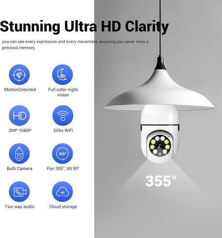 Ease Life D115: Ultimate Screw-in Security Camera with 5GHz Support - 1080P HD, 360° Panoramic Cover, Color Night Vision & Two-Way Talk in Saudi Arabia