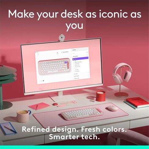 مجموعة Logitech POP ICON Combo، مجموعة لوحة مفاتيح وماوس بلوتوث، كتابة مريحة، مفاتيح وأزرار قابلة للبرمجة، نقرات هادئة، سهولة التبديل حتى 3 أجهزة - أرجواني (متجدد) in Saudi Arabia