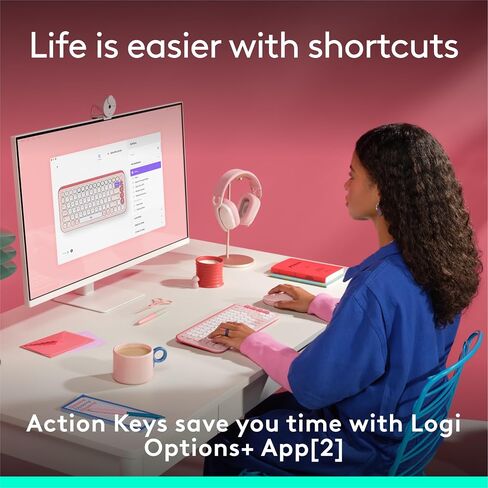 مجموعة Logitech POP ICON Combo، مجموعة لوحة مفاتيح وماوس بلوتوث، كتابة مريحة، مفاتيح وأزرار قابلة للبرمجة، نقرات هادئة، سهولة التبديل حتى 3 أجهزة - أرجواني (متجدد) in Saudi Arabia