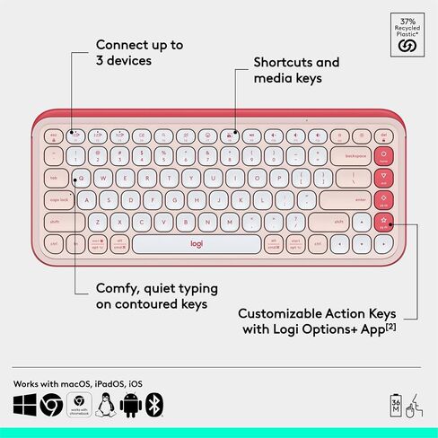 مجموعة Logitech POP ICON Combo، مجموعة لوحة مفاتيح وماوس بلوتوث، كتابة مريحة، مفاتيح وأزرار قابلة للبرمجة، نقرات هادئة، سهولة التبديل حتى 3 أجهزة - أرجواني (متجدد) in Saudi Arabia