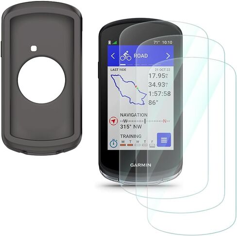 واقي شاشة GPS يعمل بالطاقة الشمسية لجهاز Garmin Edge 1040/1040 (رمادي)، طبقة واقية من الزجاج المقوى عالي الدقة مضاد للخدش وغطاء إطار ناعم من السيليكون (عبوة من 3+1) in Kuwait