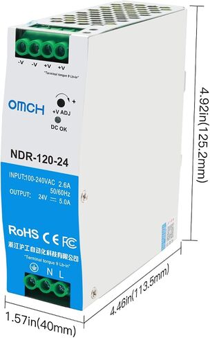 NDR-120-12 120W 12VDC 10Amp DIN Rail مزود الطاقة ثنائي الإخراج SMPS (120W 12V 10A) in Kuwait