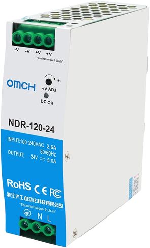 NDR-120-12 120W 12VDC 10Amp DIN Rail مزود الطاقة ثنائي الإخراج SMPS (120W 12V 10A) in Kuwait