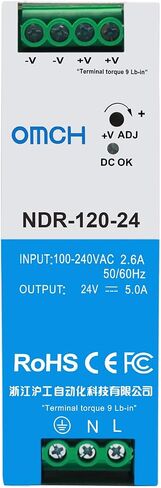 NDR-120-12 120W 12VDC 10Amp DIN Rail مزود الطاقة ثنائي الإخراج SMPS (120W 12V 10A) in Kuwait