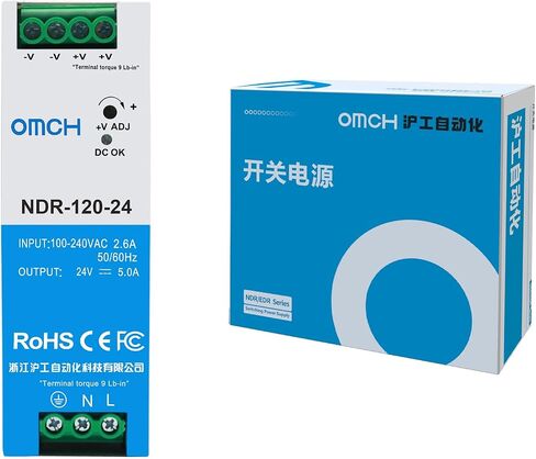 NDR-120-12 120W 12VDC 10Amp DIN Rail مزود الطاقة ثنائي الإخراج SMPS (120W 12V 10A) in Kuwait