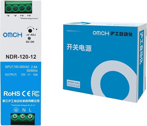 NDR-120-12 120W 12VDC 10Amp DIN Rail مزود الطاقة ثنائي الإخراج SMPS (120W 12V 10A) in Kuwait
