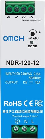 NDR-120-12 120W 12VDC 10Amp DIN Rail مزود الطاقة ثنائي الإخراج SMPS (120W 12V 10A) in Kuwait