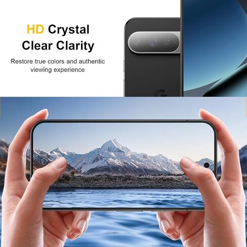 [2+2 Pack] Screen Protector for Google Pixel 10 Pro + Camera Lens Protector, 3D Full Coverage, 9H Tempered Glass, Fingerprint Unlocking, Bubble Free in Saudi Arabia