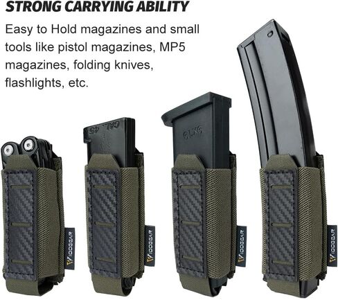 IDOGEAR Pistol Mag Pouch 9mm Magazine Pouches MOLLE Holder with Carbon Fiber Patterned PP Plate Construction Single Magazines Carrier in Saudi Arabia