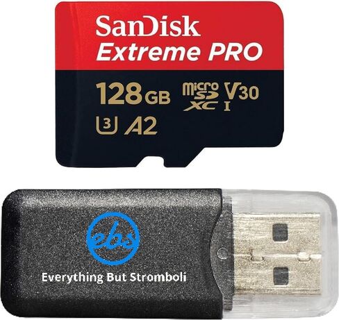 بطاقة ذاكرة SanDisk Extreme Pro MicroSDXC سعة 128 جيجابايت، متوافقة مع GoPro Max 2، Lit Hero، HERO13 أسود، حزمة واسعة جدًا (SDSQXCD-128G-GN6MA) V30 A2 مع 1 كل شيء ما عدا قارئ MicroSD وSD من Stromboli in Saudi Arabia