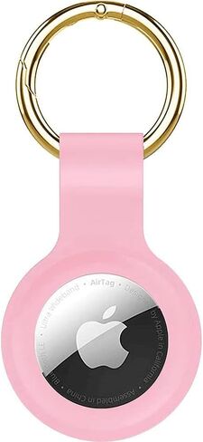 حافظة من السيليكون السائل SaharaCase متوافقة مع AirTag مع مشبك حلقة تسلق [ممتص للصدمات] حماية قوية مضادة للانزلاق (وردي) in Kuwait