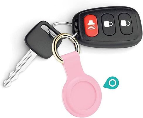 حافظة من السيليكون السائل SaharaCase متوافقة مع AirTag مع مشبك حلقة تسلق [ممتص للصدمات] حماية قوية مضادة للانزلاق (وردي) in Kuwait