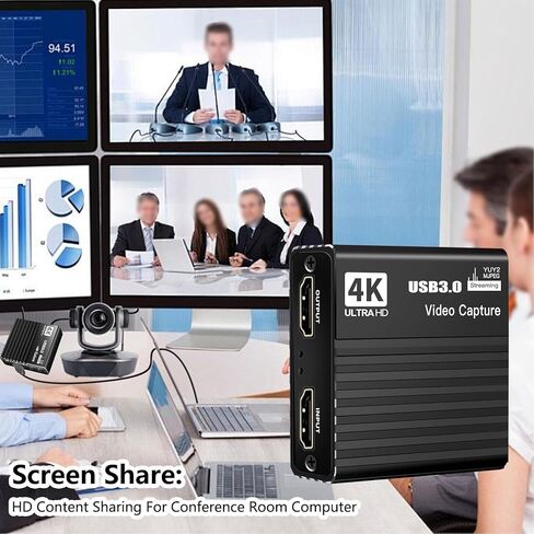 بطاقة التقاط HDMI 4K، بطاقة التقاط فيديو USB 3.0، بطاقة التقاط فيديو 4K 1080P 60FPS، واجهة وسائط متعددة عالية الدقة منخفضة الكمون لبث تسجيل الألعاب in Saudi Arabia