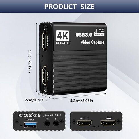 بطاقة التقاط HDMI 4K، بطاقة التقاط فيديو USB 3.0، بطاقة التقاط فيديو 4K 1080P 60FPS، واجهة وسائط متعددة عالية الدقة منخفضة الكمون لبث تسجيل الألعاب in Saudi Arabia