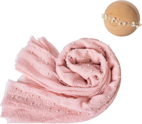 دعائم التقاط الصور للأطفال حديثي الولادة|بطانية قماط بحافة خام لؤلؤية ومجموعة عصابة رأس (أحمر) in Kuwait