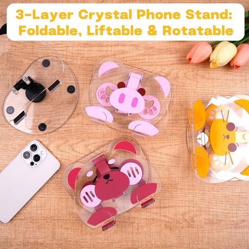 Generic Rotatable Tablet & Laptop Stand, Adjustable Angle, Desktop Transparent Holder, Compatible with All Phones & Tablets in Saudi Arabia