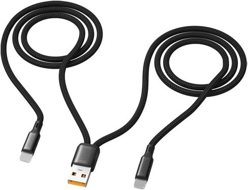 Multi Charging Cable, 4FT 2 in 1 Multiple for iPhone USB Cable, Nylon Braided Multiple USB Fast Charging Cord for iPhone 14/13/12/11 Pro Max/XS MAX/XR/XS/iPad, Black in Saudi Arabia