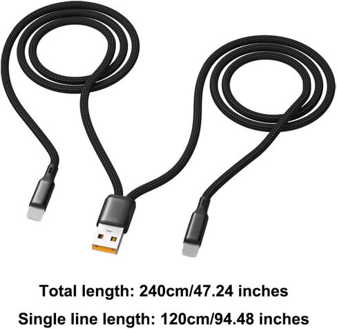 Multi Charging Cable, 4FT 2 in 1 Multiple for iPhone USB Cable, Nylon Braided Multiple USB Fast Charging Cord for iPhone 14/13/12/11 Pro Max/XS MAX/XR/XS/iPad, Black in Saudi Arabia