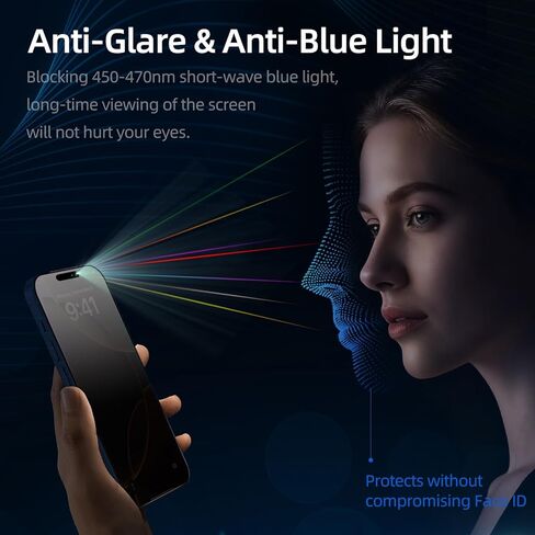 عبوتان من واقي شاشة الخصوصية غير اللامع المقاوم للوهج لهاتف iPhone | تصميم مثبت للغبار | زجاج مقسى مضاد للتجسس | حجب الضوء الأزرق | HD شفاف ومقاوم للخدش (iPhone 17 Pro Max) in Kuwait