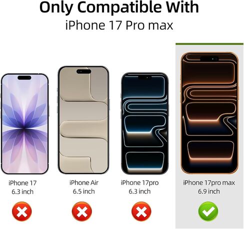 عبوتان من واقي شاشة الخصوصية غير اللامع المقاوم للوهج لهاتف iPhone | تصميم مثبت للغبار | زجاج مقسى مضاد للتجسس | حجب الضوء الأزرق | HD شفاف ومقاوم للخدش (iPhone 17 Pro Max) in Kuwait