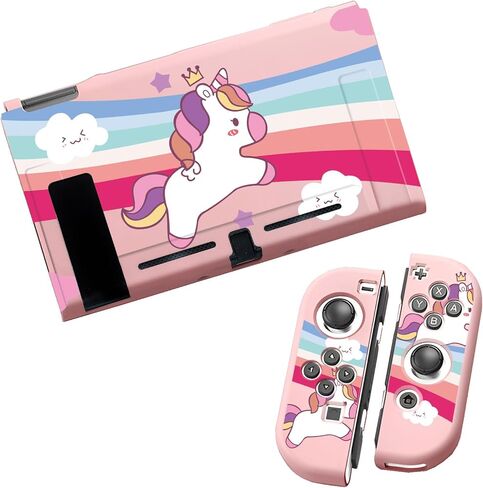 حافظة واقية متوافقة مع Switch NS، غطاء نحيف ناعم من مادة TPU، مقاوم للخدش وسهل التنظيف، يتضمن غطاءين لمقبض الإبهام (EX11) in Kuwait