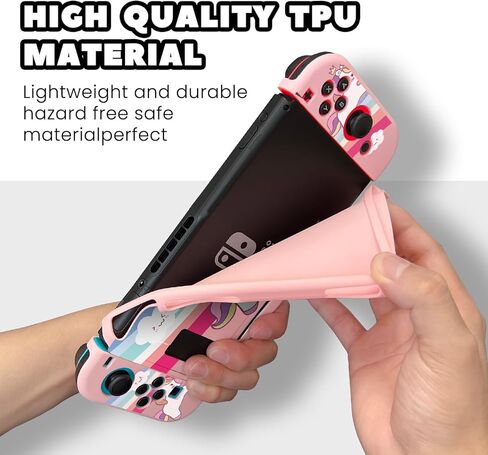 حافظة واقية متوافقة مع Switch NS، غطاء نحيف ناعم من مادة TPU، مقاوم للخدش وسهل التنظيف، يتضمن غطاءين لمقبض الإبهام (EX11) in Kuwait