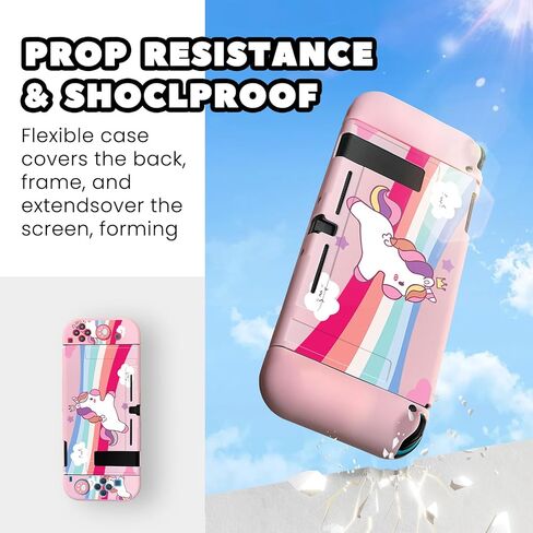 حافظة واقية متوافقة مع Switch NS، غطاء نحيف ناعم من مادة TPU، مقاوم للخدش وسهل التنظيف، يتضمن غطاءين لمقبض الإبهام (EX11) in Kuwait