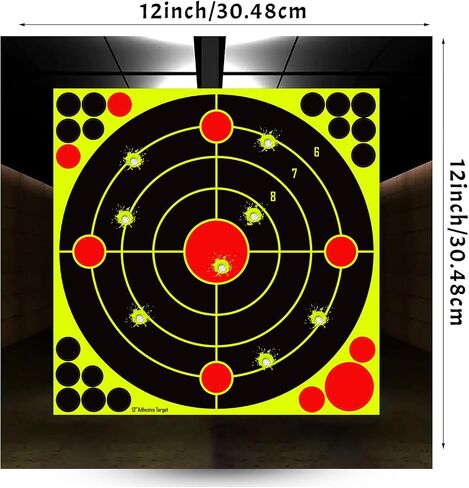 12x12 Inch Splatter Adhesive Targets Stickers 25 Pcs, Reactive Shooting Targets with Yellow Effect for Outdoor Indoor Shooting Practice in Saudi Arabia