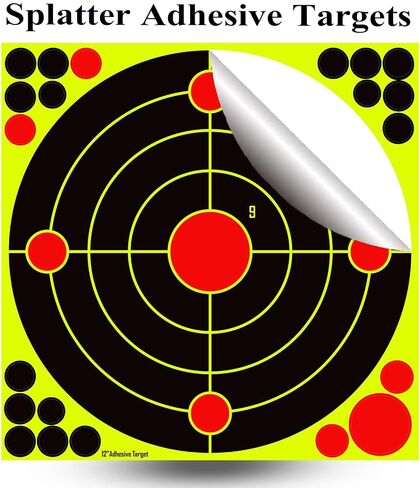 12x12 Inch Splatter Adhesive Targets Stickers 25 Pcs, Reactive Shooting Targets with Yellow Effect for Outdoor Indoor Shooting Practice in Saudi Arabia